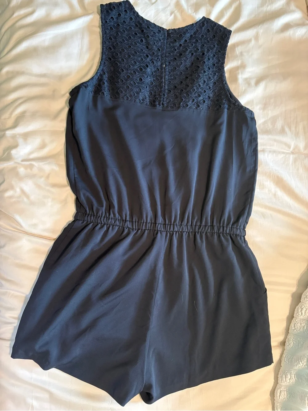Banana Republic Black Eyelet Romper Sleeveless Size 8